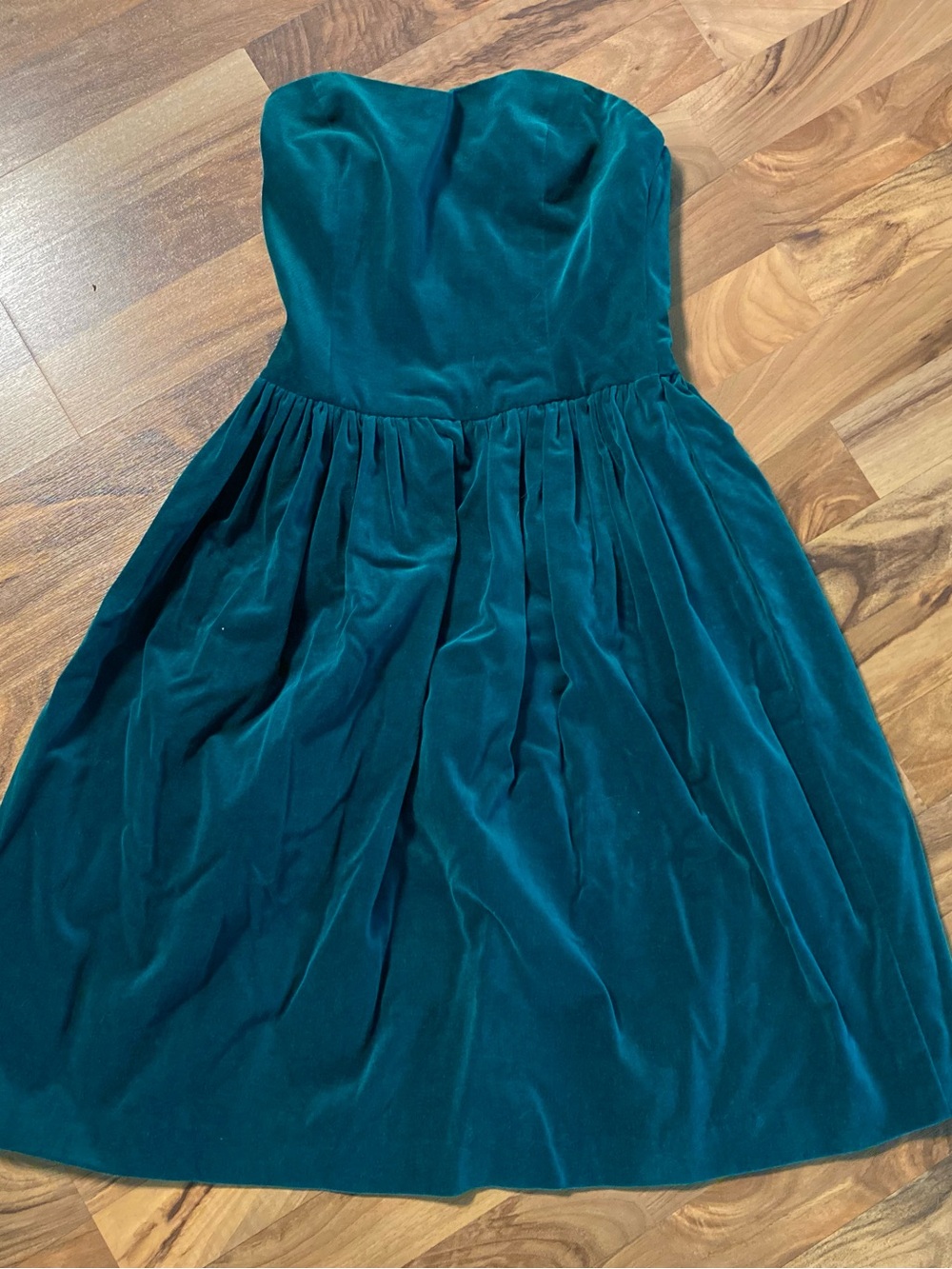 Strapless Velvet Teal Cocktail Dress